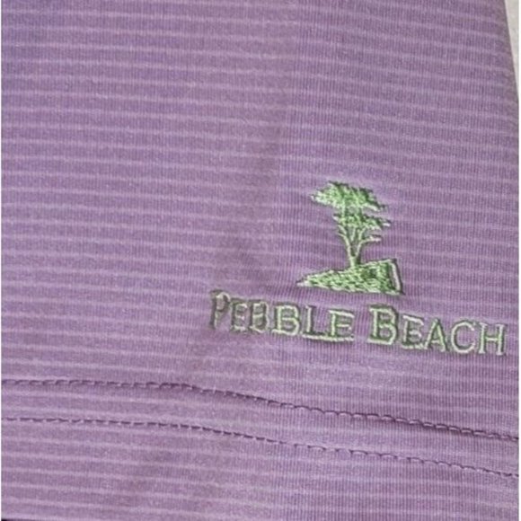 Pebble Beach Men’s Dry-Luxe Performance Short Sleeve Polo, Purple Stripe, Size M - Picture 4 of 6